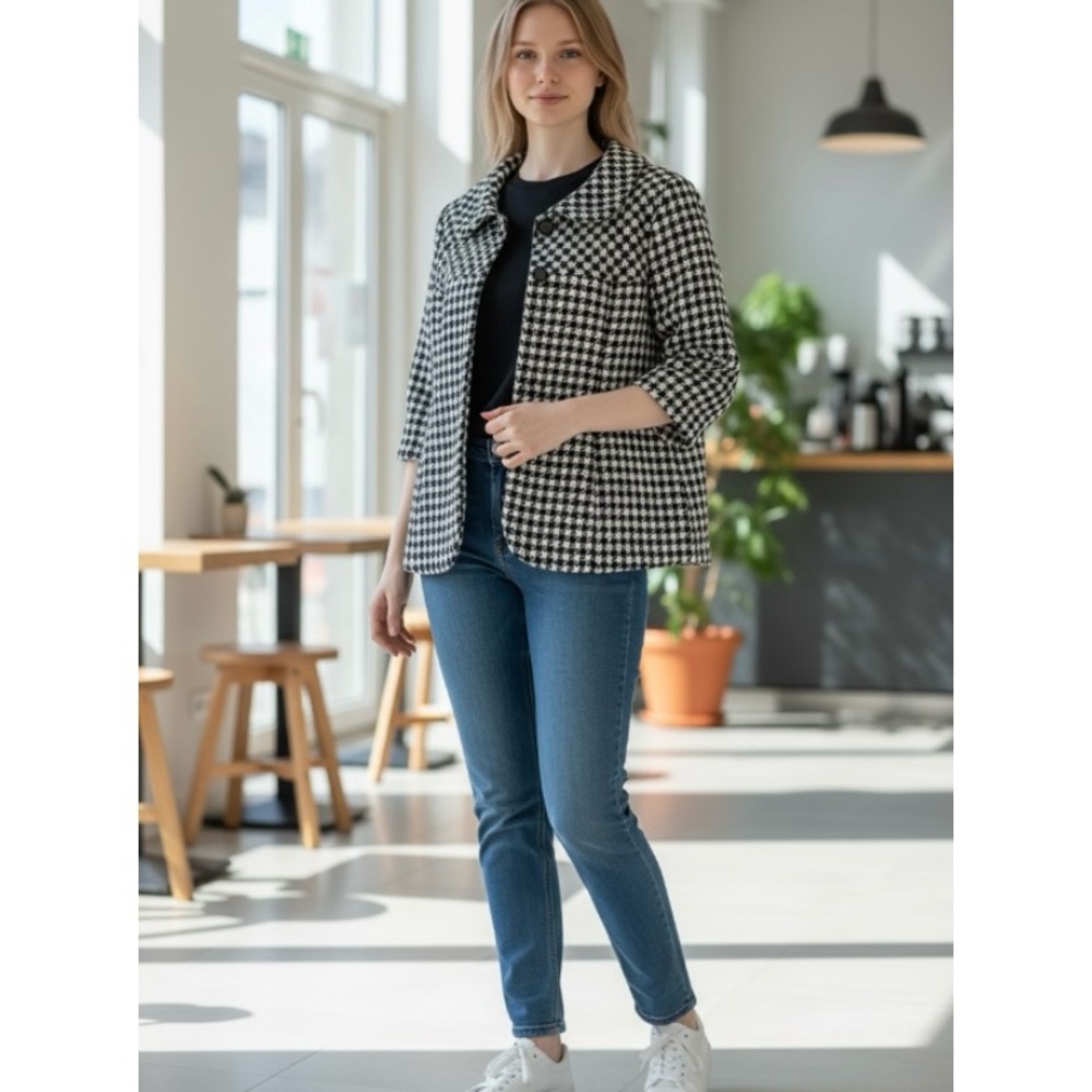 Dressbarn Houndstooth Jacket Size Large - Picture 3 of 12